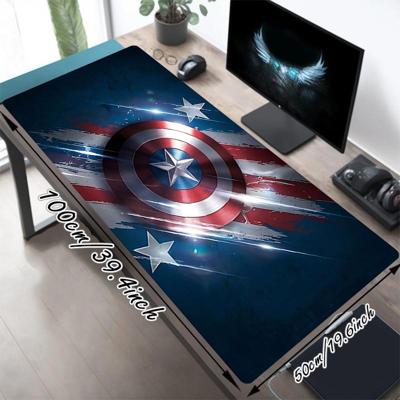 1Pc Captain America Shield Gaming Mouse Pad Keyboard Desk Mat Non-slip Rubber Lock Edge Waterproof Computer Mousepad for Office Home Decor S1116