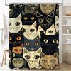 Очаровательные кошки Занавеска для душа Черно-белая с желтыми акцентами Узор Декоративный текстиль для ванной Водонепроницаемая ткань Разные размеры в наличии