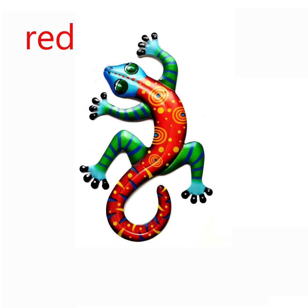 Iron Art Gecko Ornaments Wall Art Decoration Simulation Small Metal Gecko Lizard Sculptures Outdoor Home Garden Frnaments