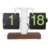 Digital Flip Clock 12h Single Sided Large Numbers Automatic Retro Mechanical Flip Clock Wood Base