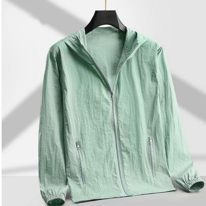 Тонкий стиль Легкий комфорт Дышащий Простой Солнцезащитный Ледяные крошки С капюшоном Повседневный Быстросохнущий Верхняя одежда для мужчин на лето