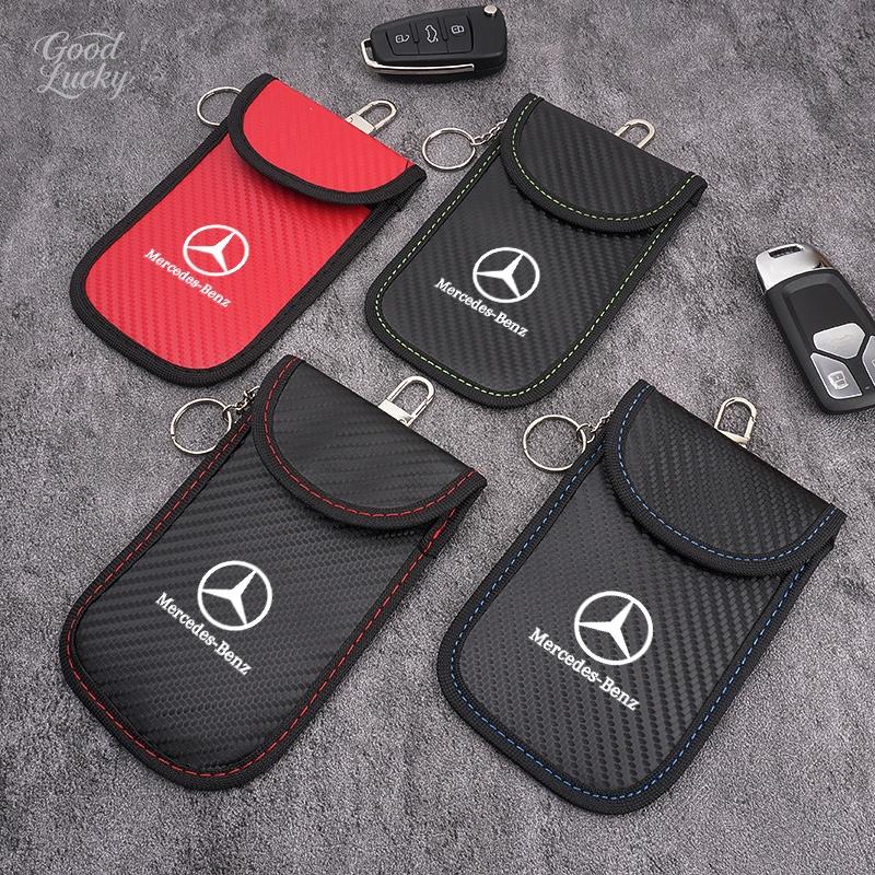 ZHM3 Car Key Case Signal Blocker Bag RFID Shielding Pocket For Mercedes Benz Class A Class C200L GLC GLK CLA Mouldings HSQMM-BENZ