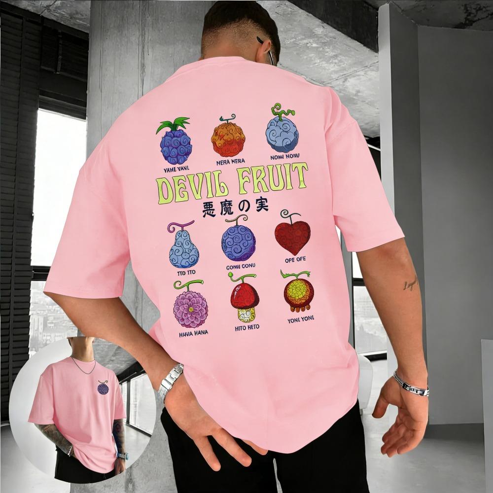 One Piece Devil Fruit Unisex Pure Cotton Tshirt 2026 Summer Anime Print American Loose Casual Parentchild Short Sleeved Top