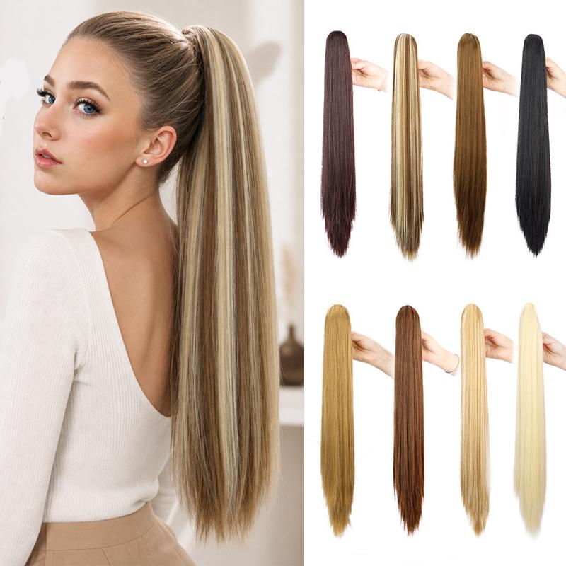 Ponytail Extension 22" Claw Clip in Ponytail Hair Extensions Long Straight Hair for Women Synthetic Hairpiece Daily Use