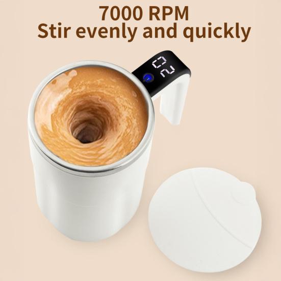 Automatic Stirring Coffee Mug with Lid Electric Self-Mixing Cup 380ml Portable Protein Powder Shaker for Office Car Home Gym