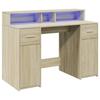 VidaXL Bureau avec lumières LED chêne sonoma bois d'ingénierie, bureau de travail, bureau d'étude, bureau à domicile, bureau 3309413