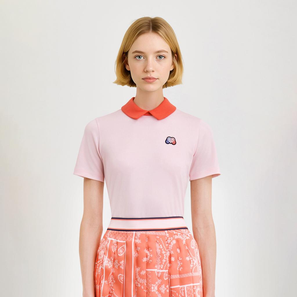 MARTINE GOLF Cool Pique Back Zip-Up Shirts_Pink