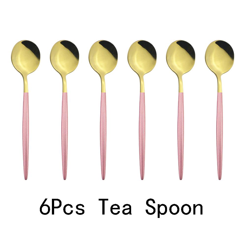 6pcs Mirror Stainless Steel Cutlery Set Multicolor Dinnerware Spoon Set Dinner Set Coffee Tea Spoon Tableware Home Kitchen Silverware
