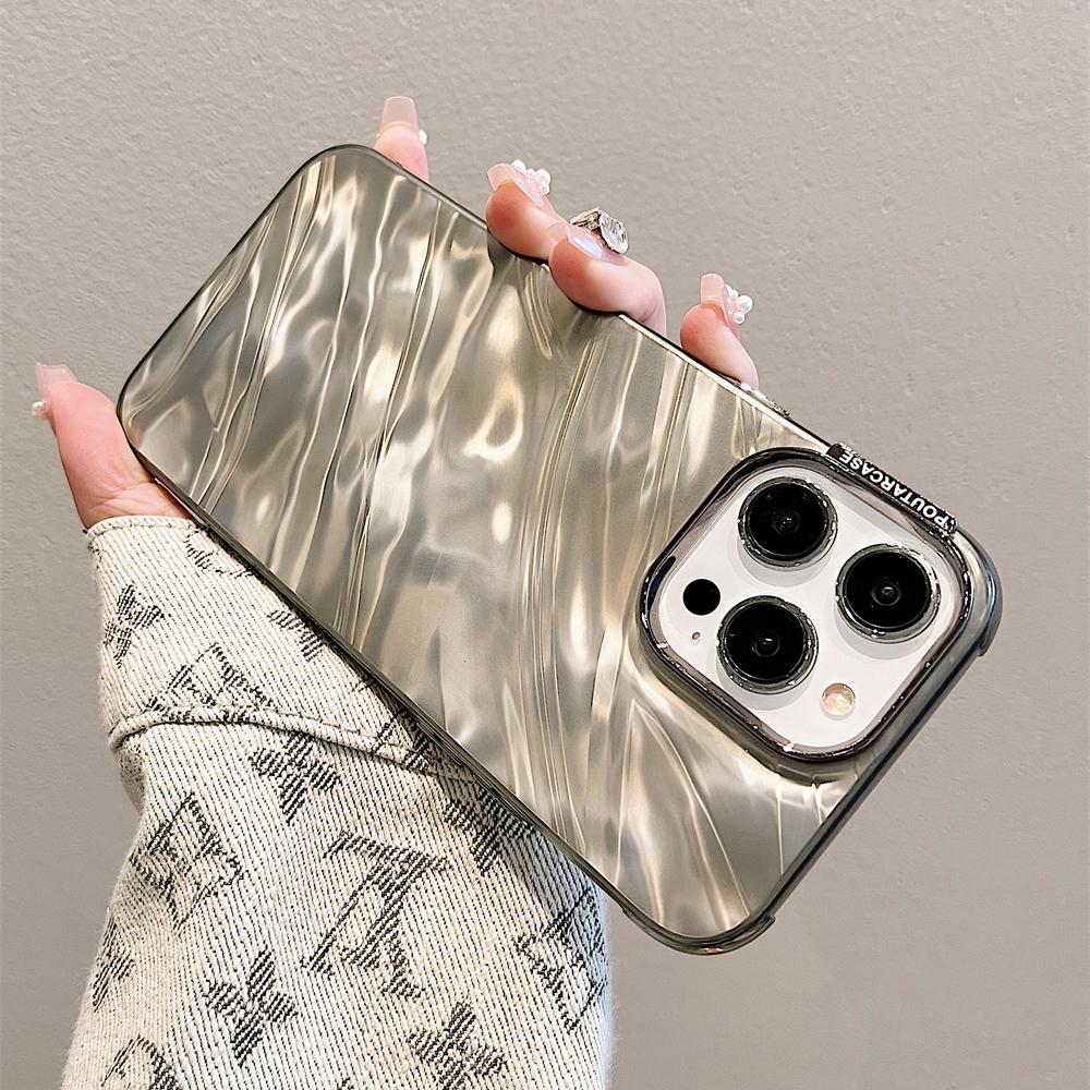 Роскошный силиконовый блестящий чехол с водяной рябью для iPhone 16 15 14 13 12 11 Pro Max Plus, эстетическая защита камеры, классный чехол