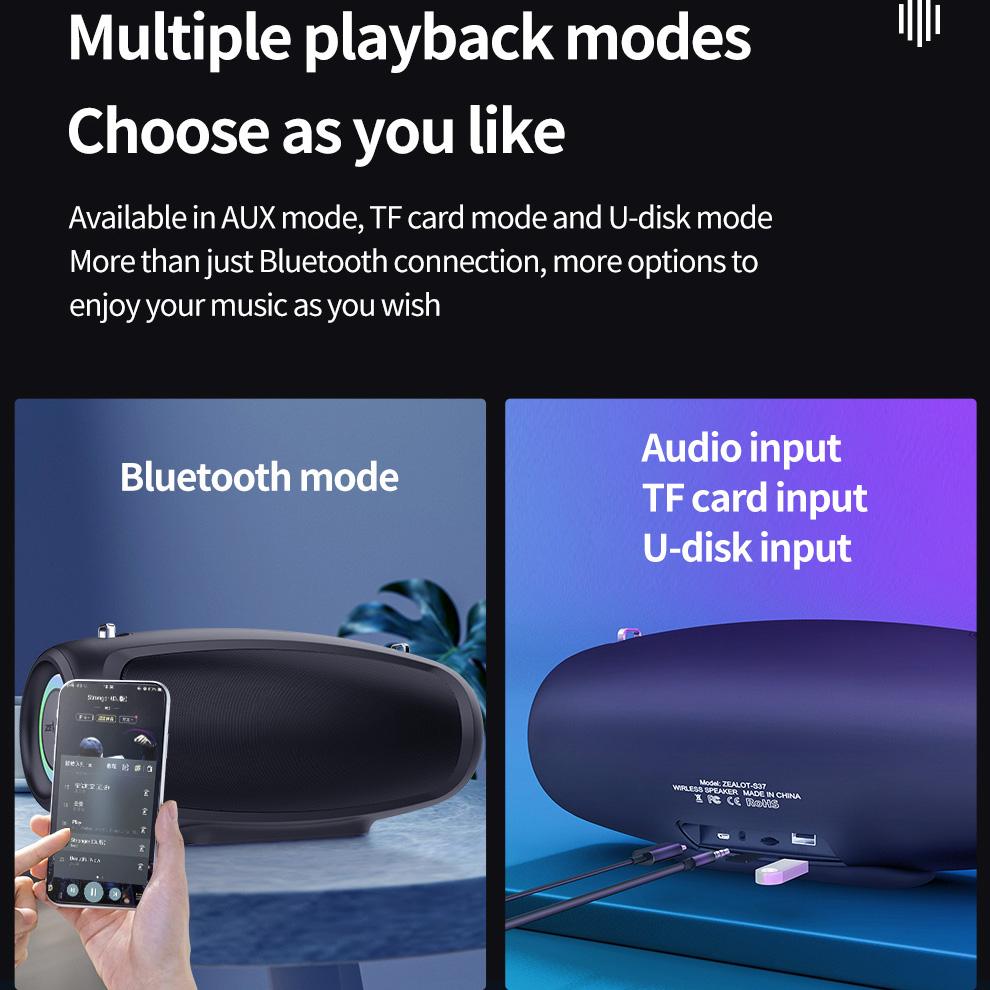 Портативный Bluetooth-динамик S37L мощностью 40 Вт с выходной мощностью Bluetooth-динамик с превосходными басами HIFI-динамик