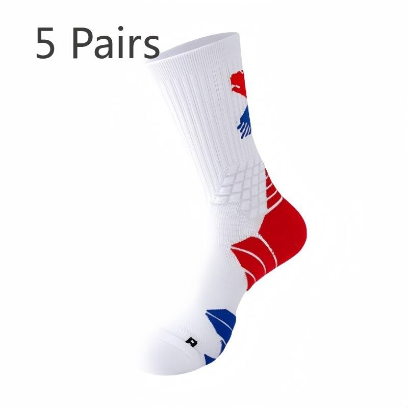 5 пар мужских утолщенных носков-труб с махровой подошвой для профессионального баскетбола