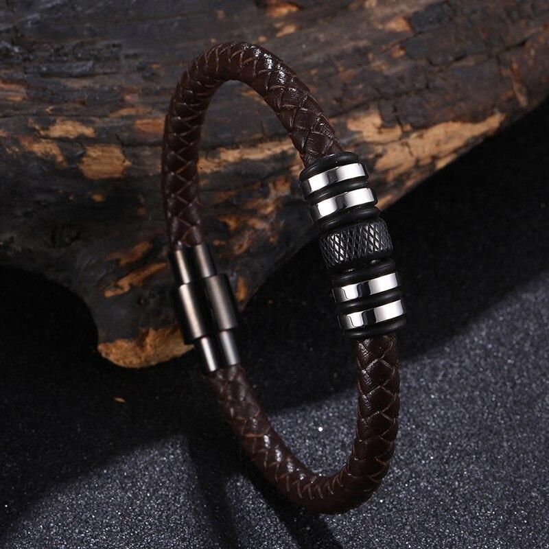 New Luxury Genuine Leather Bracelet Combination 3 Colors Men Bracelets Woven Bracelet Men Birthday Gift