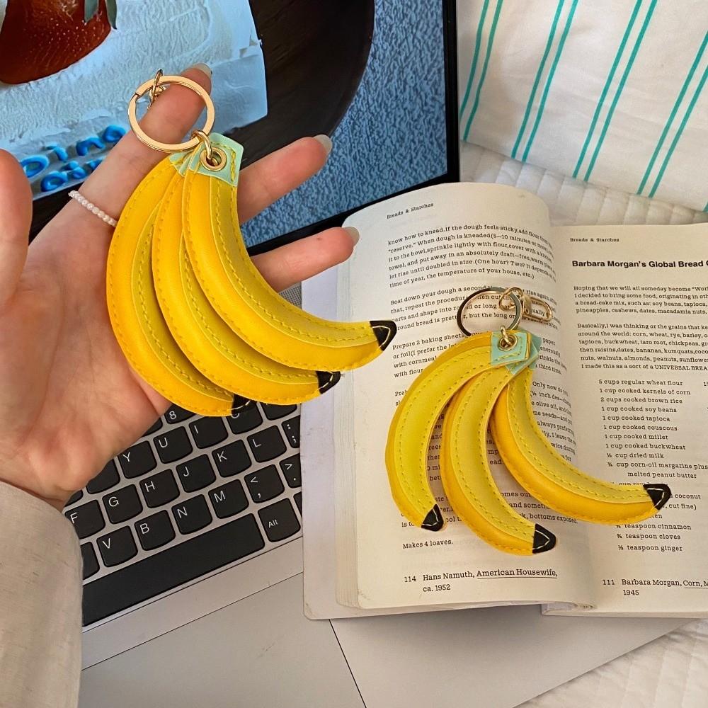 PU Banana Fruit Banana Keychain Cute Fashion Fruit Key Ring Exquisite PU Leather Pendant  Outdoor