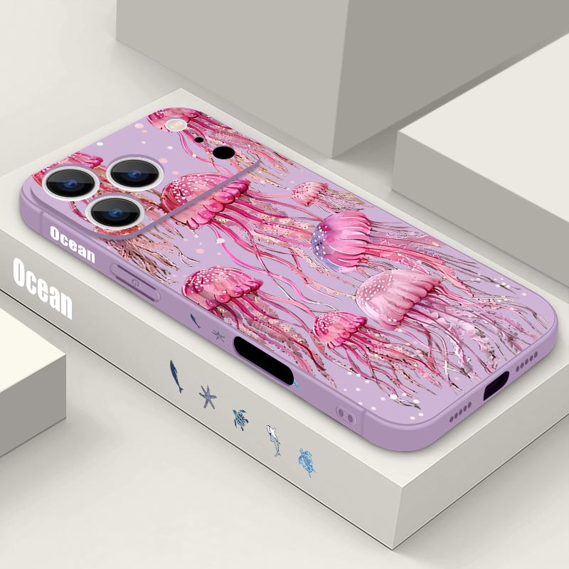 Чехол-ремешок с рисунком Осьминог и Черепаха для iPhone 17 Pro Max 17e 16 15 14 13 Pro Max 17 Pro 16e 11, противоударный, мягкий, из ТПУ