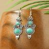 Европейские, американские богемные ретро этнические серьги с бирюзой, женские серьги-капли воды с полым узором