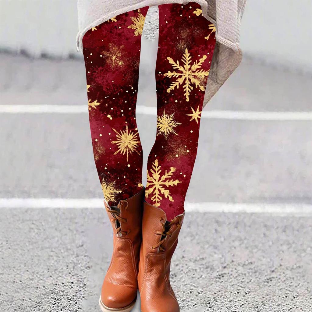 Женские брюки с рождественским принтом, эластичные, мягкие, повседневные, домашние, спальные брюки