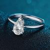 S925 Silver Classic Water Drop Ring Women'S Trend Simple Diamond Ring Fashion Straight Arm Pear Shaped Open Ring