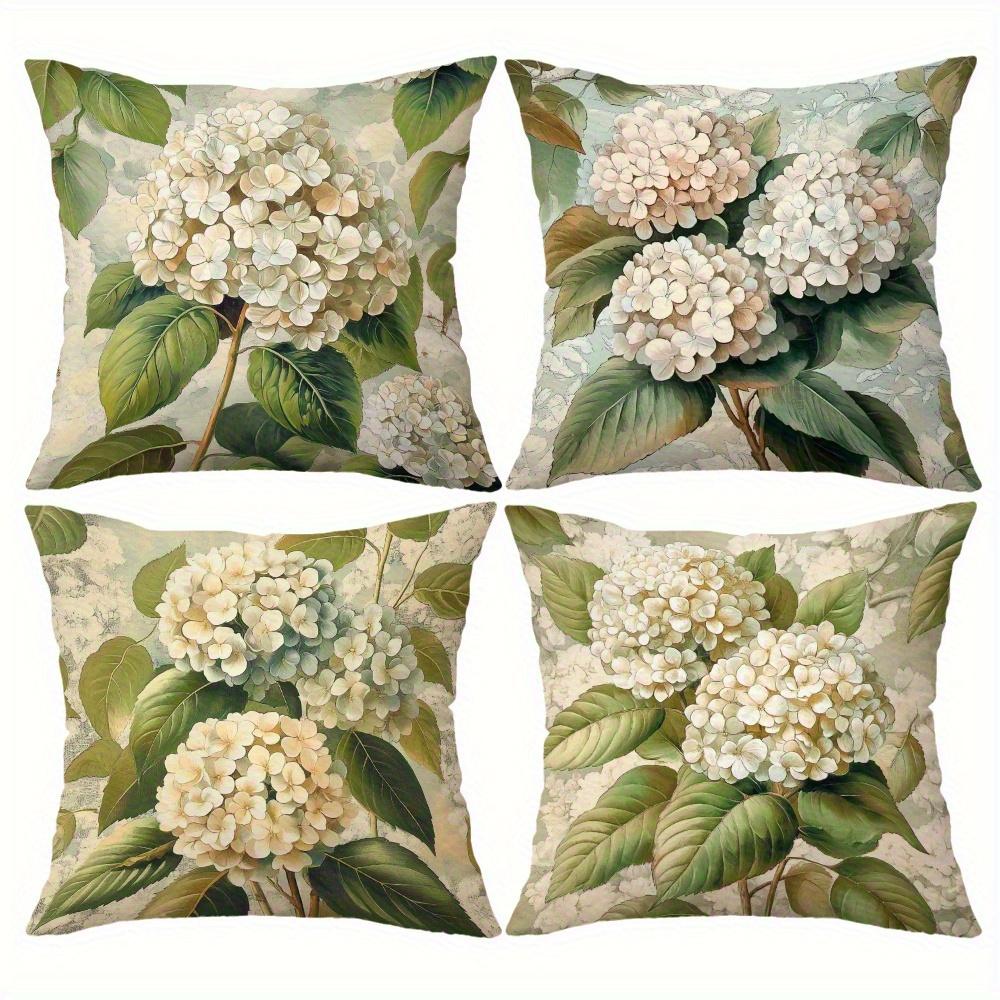 4Pcs Rural Flower Style Digital Printing Pillow Cover Short Plush Suitable Living Rooms Bedrooms Sofas Throw Cushion Cover
