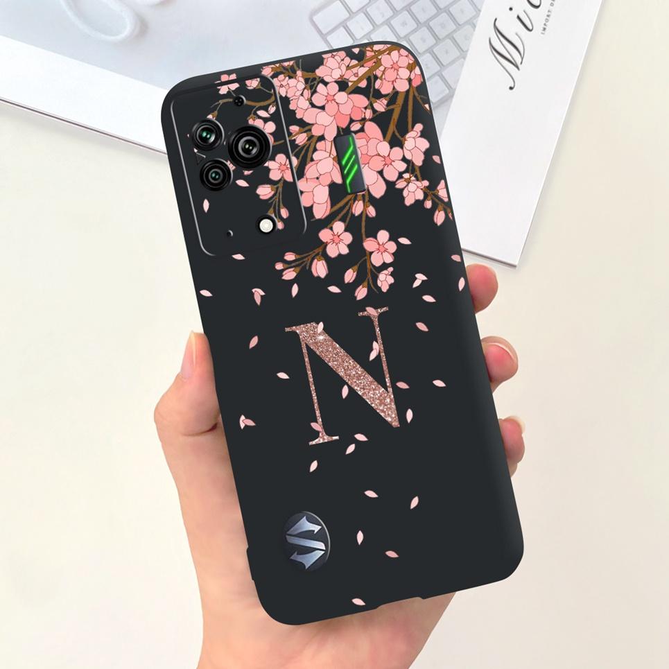 Чехол для телефона Black Shark 5 5Pro Буквы-прозвища Мягкий на ощупь Задняя крышка Черный силиконовый бампер Оболочка Xiaomi Blackshark 5 Pro