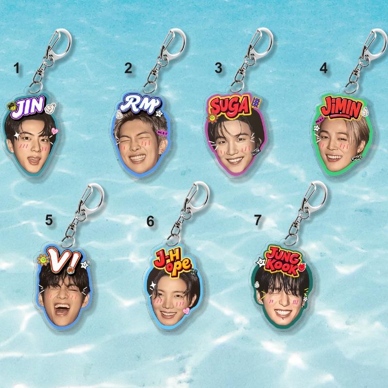 Милый Акриловый Брелок-Ключница BTS с Мультяшными Персонажами, Брелок с Лицом Участника K-pop, Подвеска на Сумку в Стиле Граффити для Фанатов ARMY