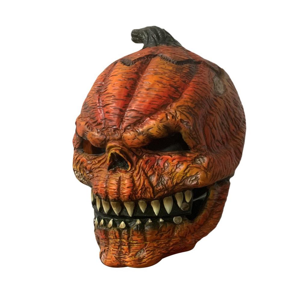 Pumpkin Head Mask for Halloween Latex Material Scary Mouth Design Cosplay Prop for Adults