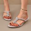 Fashion 2025 New Women Sandals Rhinestone Clip Toe Women Shoes Wear Outside Summer Open Toe Sexy Sandals Retro Cat Heel Slippers Women