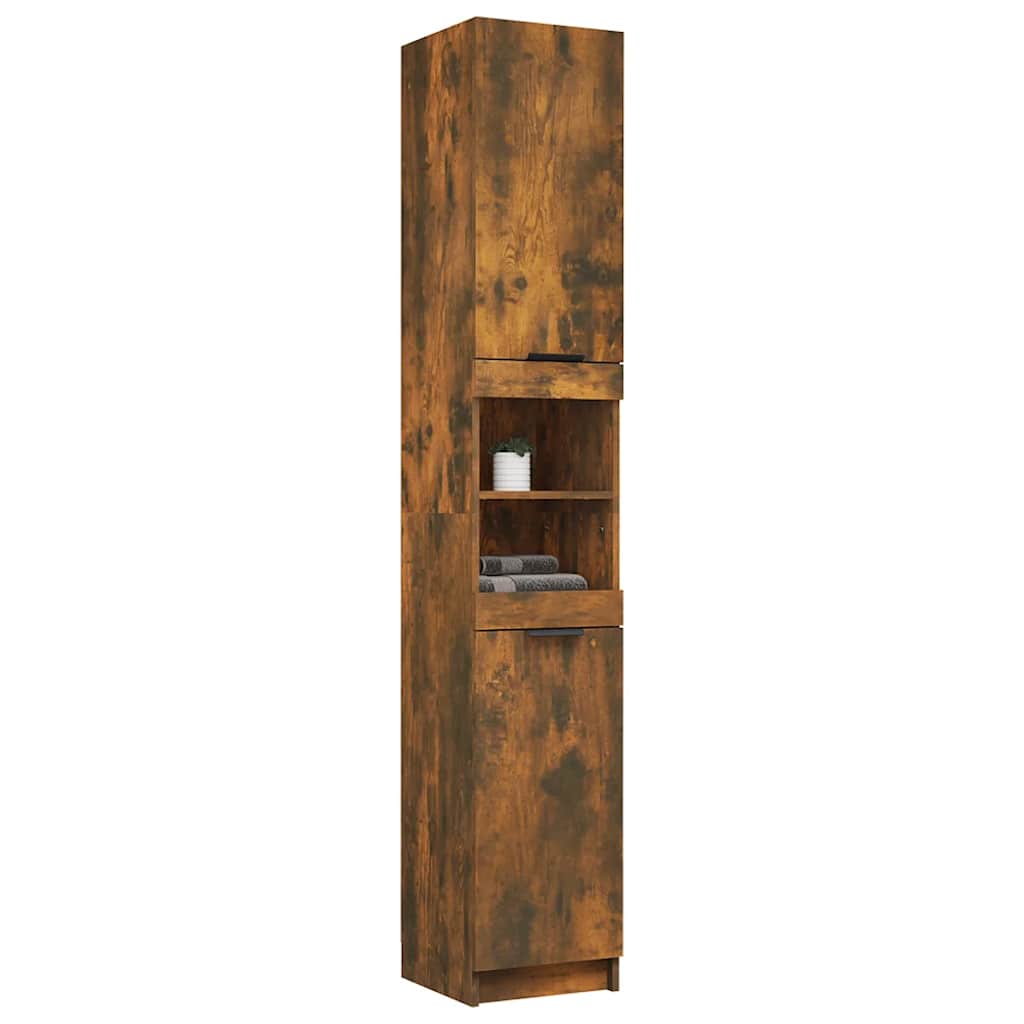 Bathroom Cabinet Smoked Oak 32 x 34 x 188.5 cm Particleboard