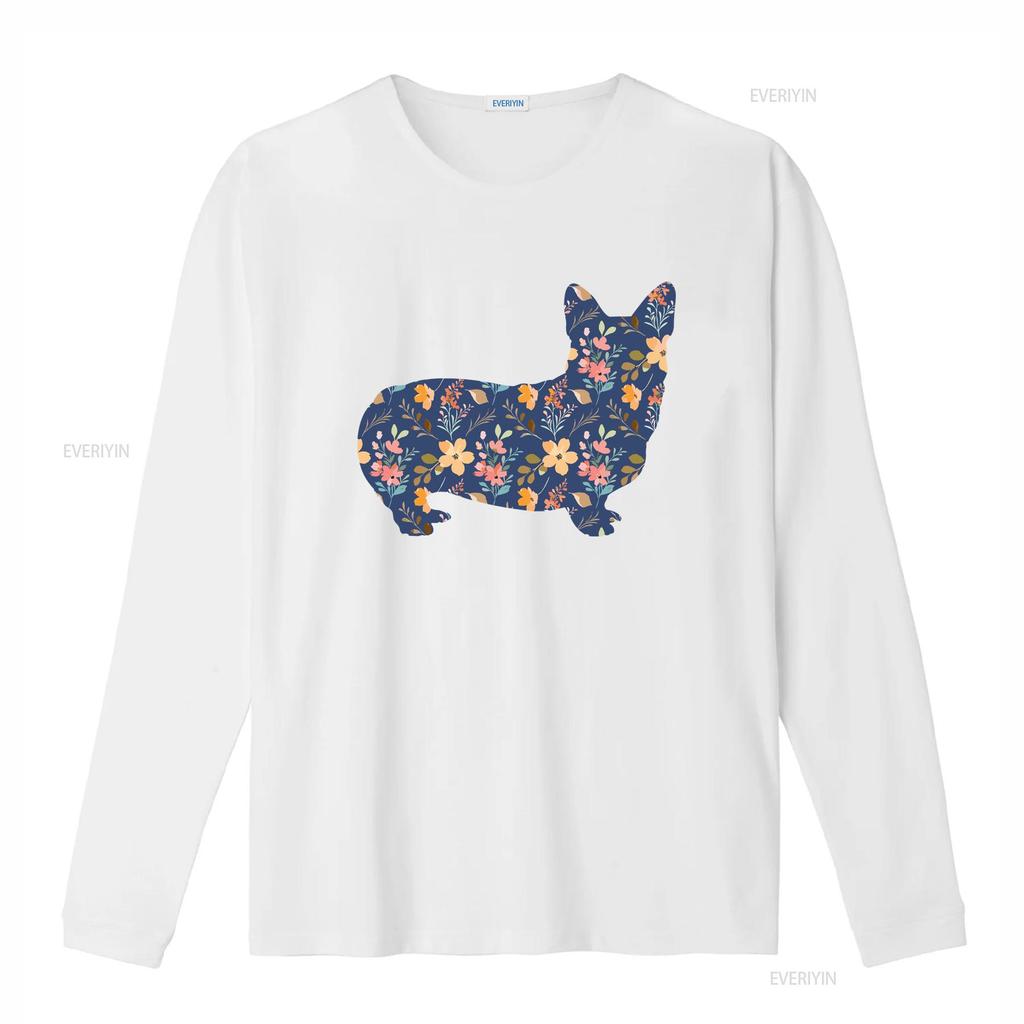 Цветочная футболка Corgi для мам собак Любителей королевского дизайна Подарок питомцу День рождения День святого Валентина Милый винтажный Стирка Уличная одежда