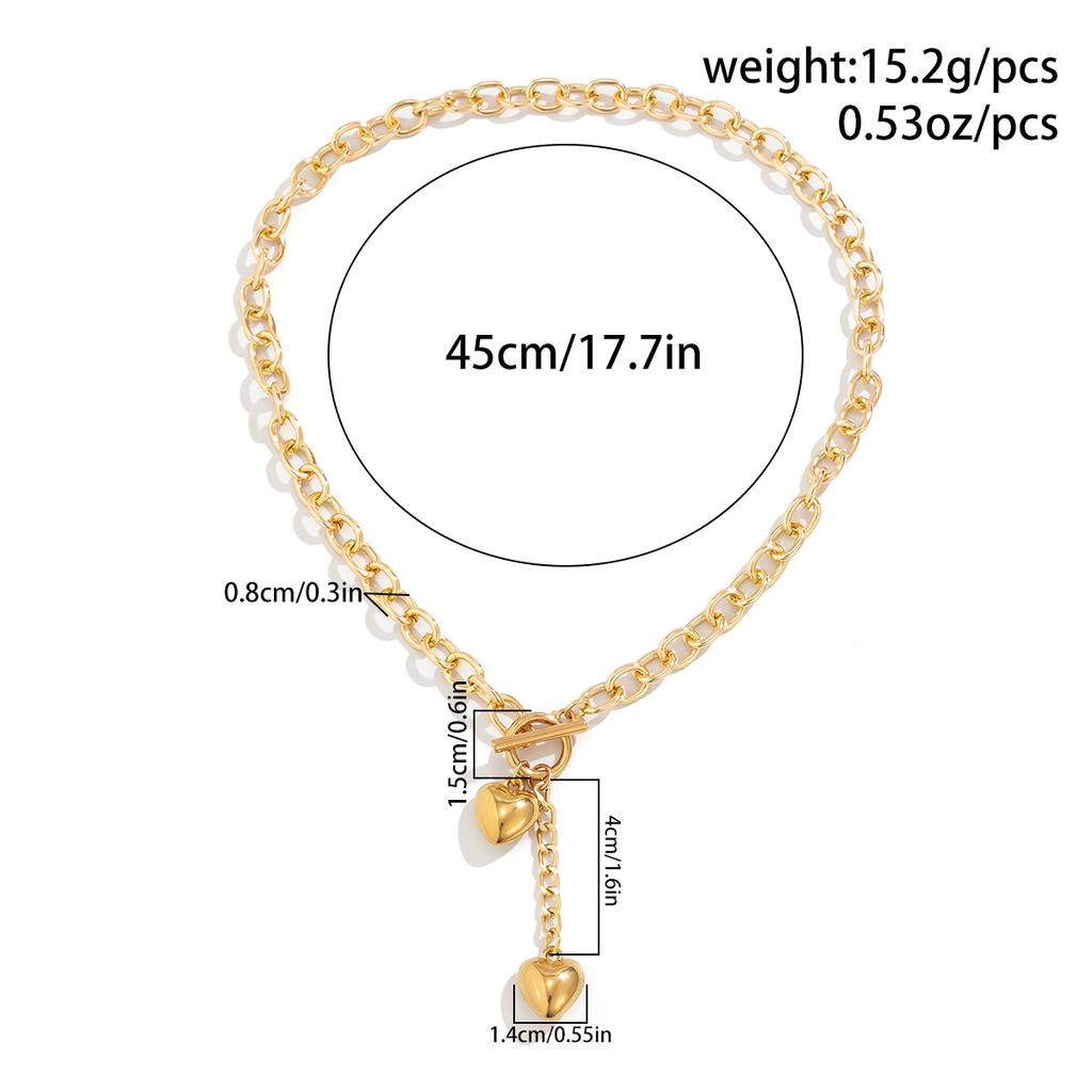 Hip Hop Sweet Cool Metal Love Necklace Women'S Fashion Diamond Set Lock Pendant Collarbone Chain Necklace