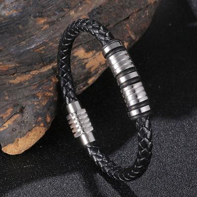 Новый супер крутой мужской браслет из натуральной кожи из нержавеющей стали, красивые браслеты для мужчин, хип-хоп, рок-украшения