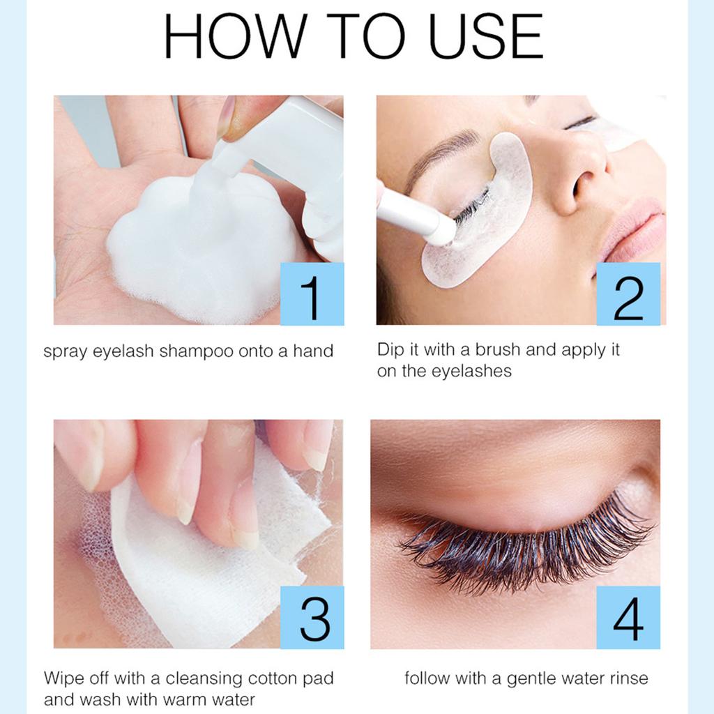 50ml Eyelash Clner Eyelashes Extension Shampoo Brush Foam Lash Clner for Extensions & Natural Lashes Wash Makeup Remover Salon Home Use
