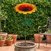 Metal Bird Bath Sunflower Flower Garden Stake Decorative Bee Butterfly Watering Station  Garden