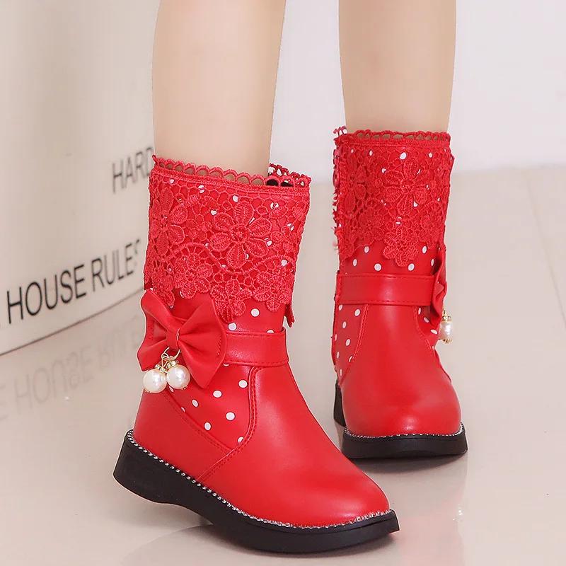 Детские модные кожаные ботинки, универсальные кружевные красивые элегантные туфли принцессы, детская обувь из хлопка и искусственной кожи, классические ботинки, прямая поставка