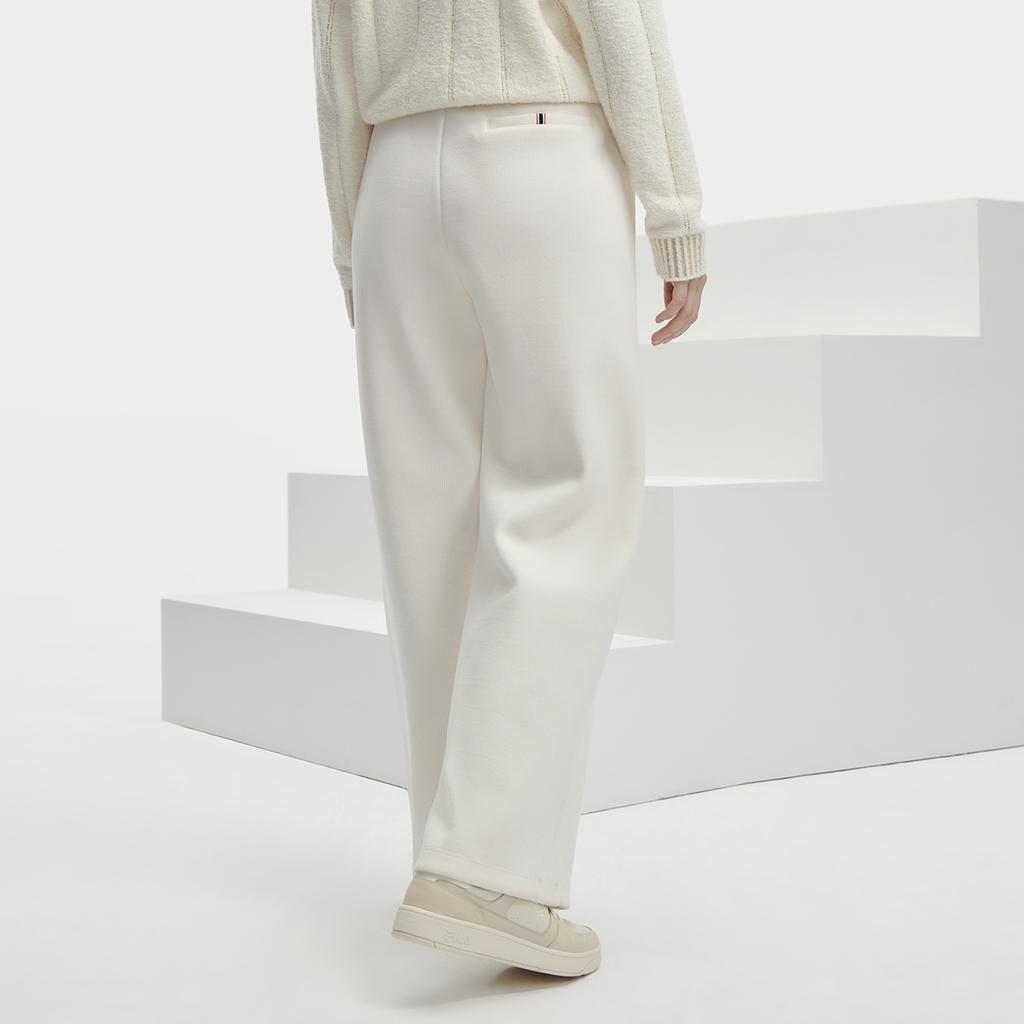 Fila Однотонные трикотажные спортивные брюки прямого кроя Женские брюки Паровой белый F11W341604FIV