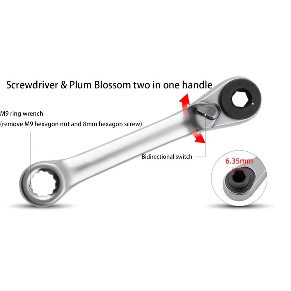 1/4 Inch Mini Ratchet Wrench Double Headed Screwdriver Bit Tool Socket Ratchet Wrench Bicycle