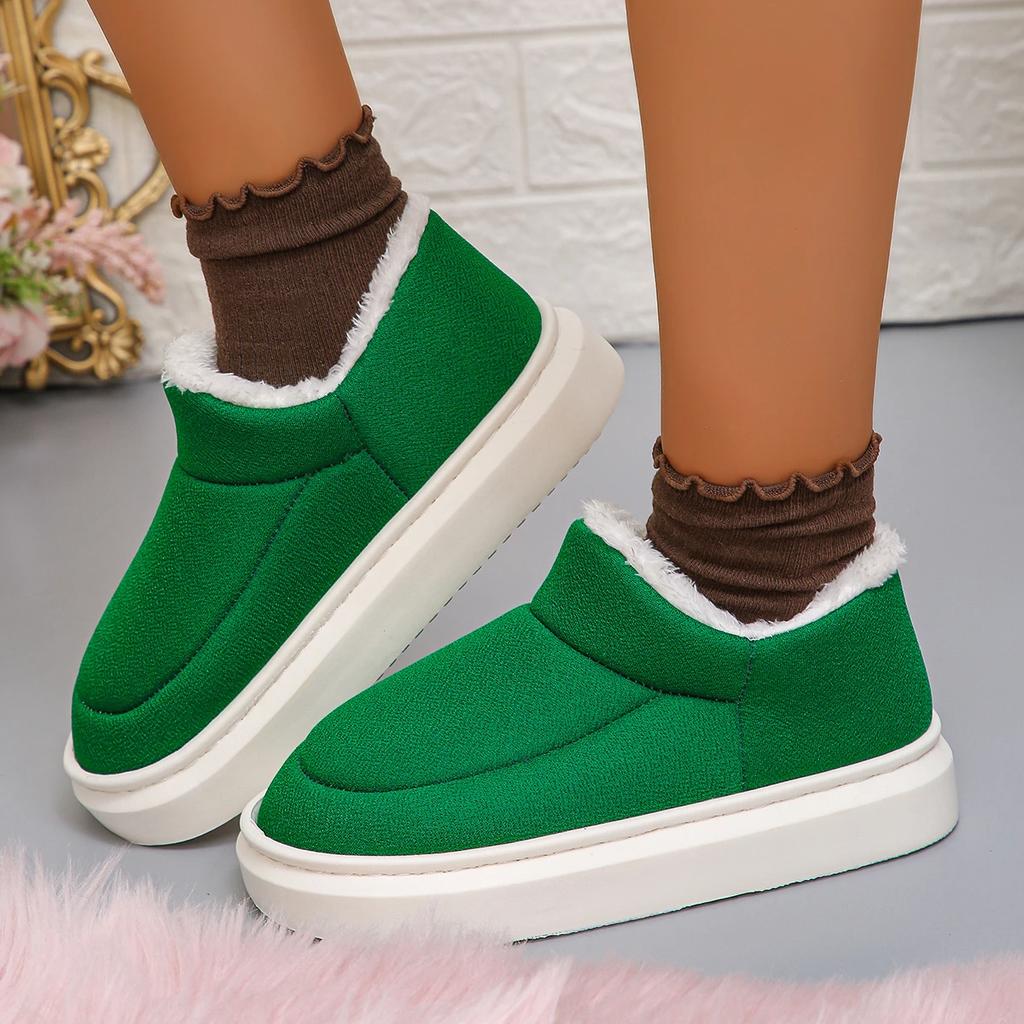 Мода 2024 Новые Слипоны Удобные На толстой подошве Повседневные Холодостойкие Женские Ботинки Зимняя Мода Круглый носок На плоском каблуке Теплые Снежные Ботинки