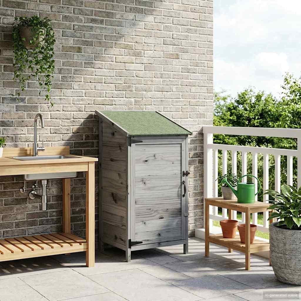 Garden Shed Gray 59 x 56 x 113.5 cm Solid Spruce Wood