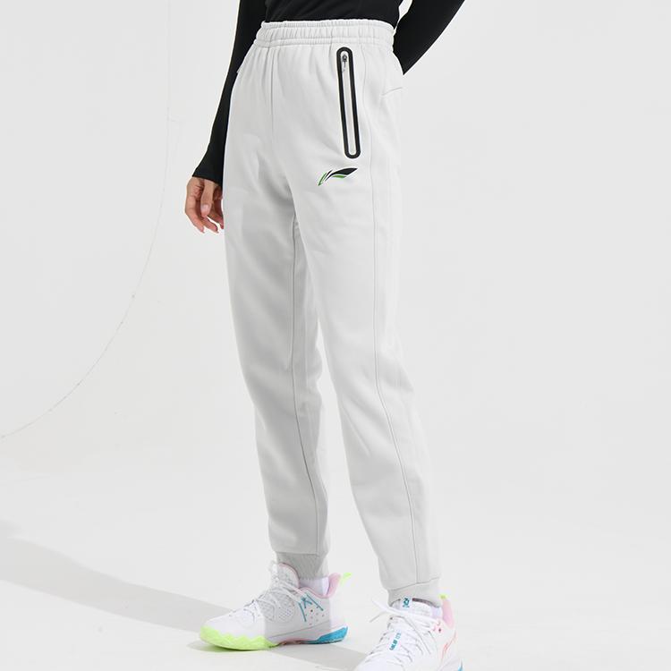 Li Ning Коллекция Бадминтон, Однотонный Принт Логотипа Букет Флисовые Полосы Повседневные Вязаные Брюки Свитшоты Женские AKLS986-1