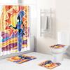 Shower Curtain Floor Mat Set African Woman E-Commerce Bathroom Carpet