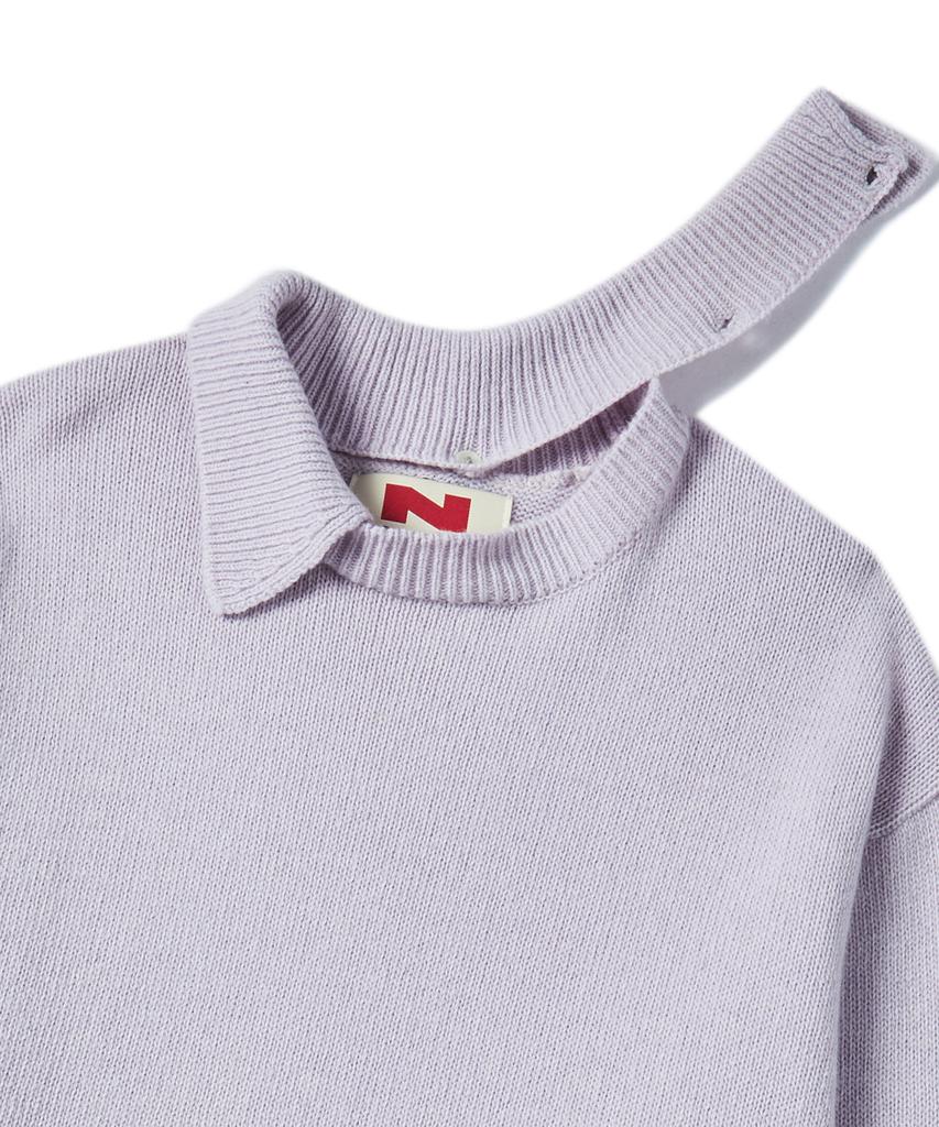 BEYOND CLOSET [Collection Line] Modular Collar Wool Knit Lavender