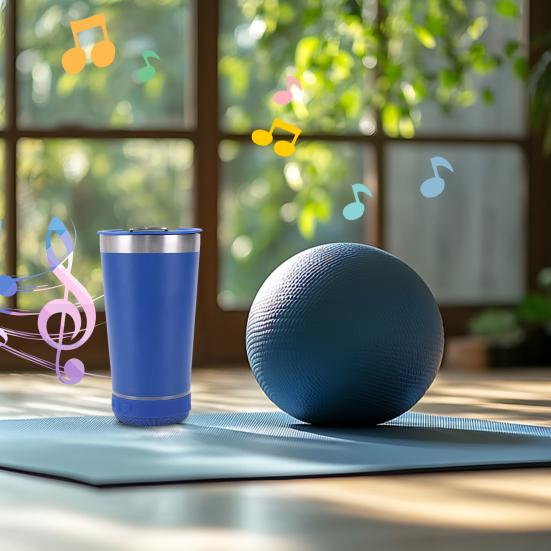 Изолированная кружка из нержавеющей стали с беспроводным динамиком BT, стерео сабвуфером, 500 мл, светодиодная музыкальная кружка, устойчивая к ржавчине, практичный подарок для мужчин и женщин