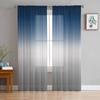 Blue Gray Gradient Abstract Sheer Curtains for Kids Bedroom Living Room Voile Window Curtains Tulle Drapes