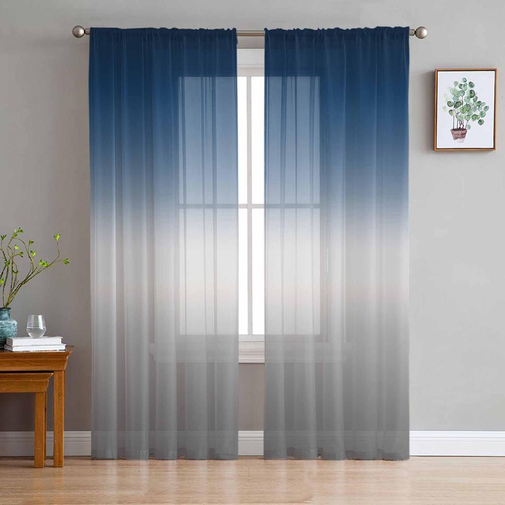 Brown Grey Gradient Sheer Curtains for Living Room Decoration Window Curtains for Kitchen Tulle Voile Organza Curtains