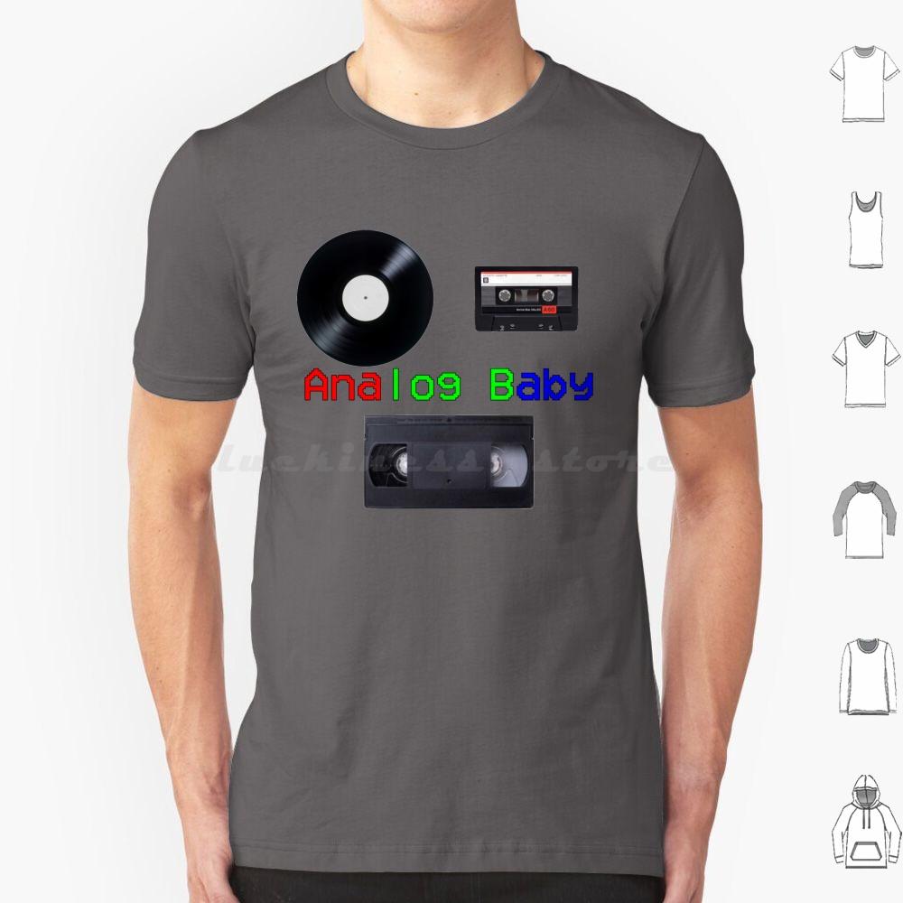 Analog Baby T Shirt Cotton Men Women DIY Print Vhs Cassette Vinyl Records Cassette Tape Analog Vhs Tapes Vinyl Record Retro 80s
