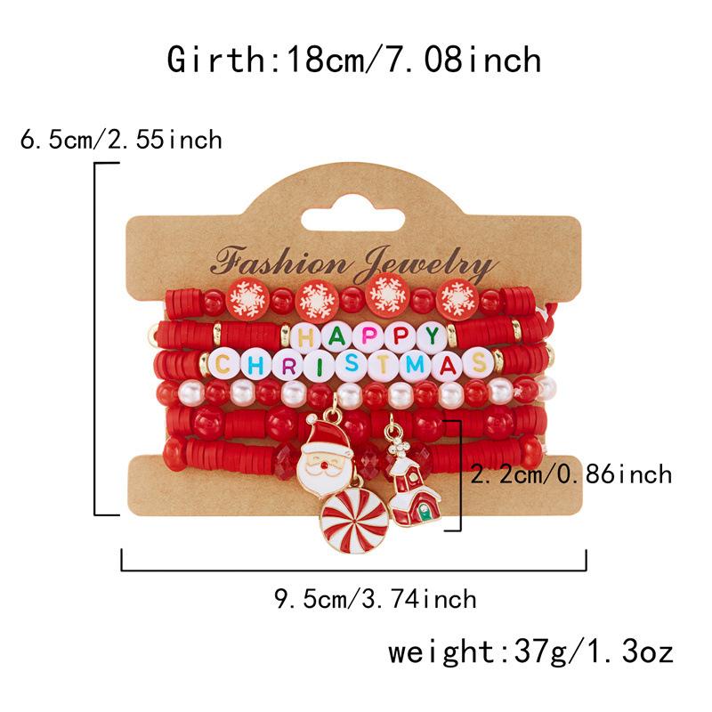 Clay Crystal Christmas Bracelet Set for Women Drip Glaze Christmas Color Alphabet Letter Beads Bracelet Kit Women Girls New Year Jewelry Accessories