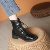 Горячие продажи однотонных британских коротких ботинок, мотоциклетные ботинки, осенние и зимние универсальные женские ботинки из мягкой кожи с подкладкой