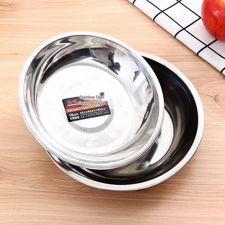 Non-Magnetic Stainless Steel Round Fruit & BBQ Deep Dish Plate