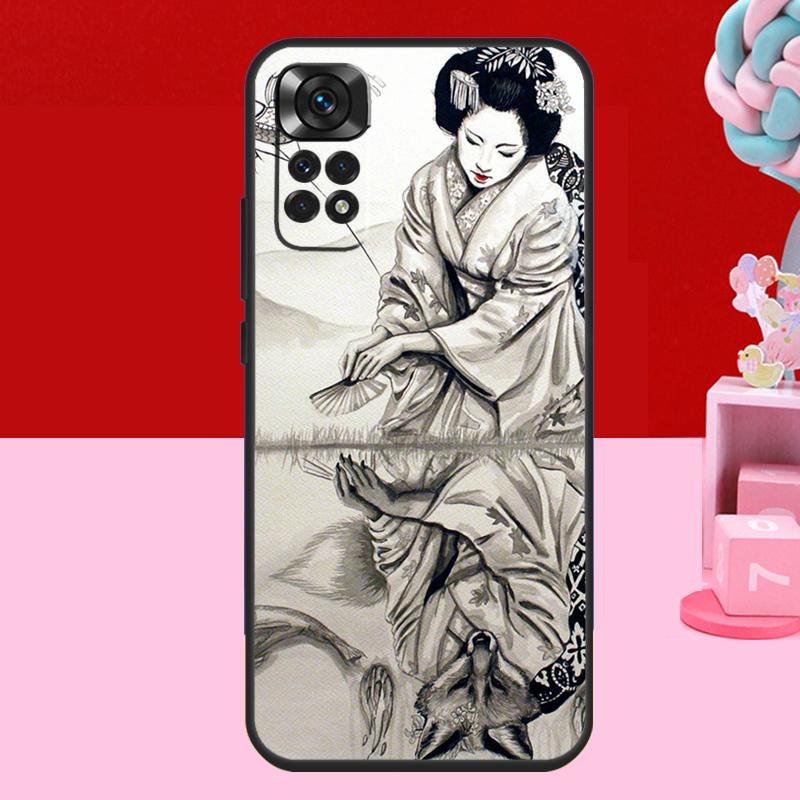 Японский чехол с гейшей для Xiaomi Redmi Note 14 13 12 11 10 15 Pro Plus Redmi 15 C 13C 10C 12C 14C Мягкий чехол
