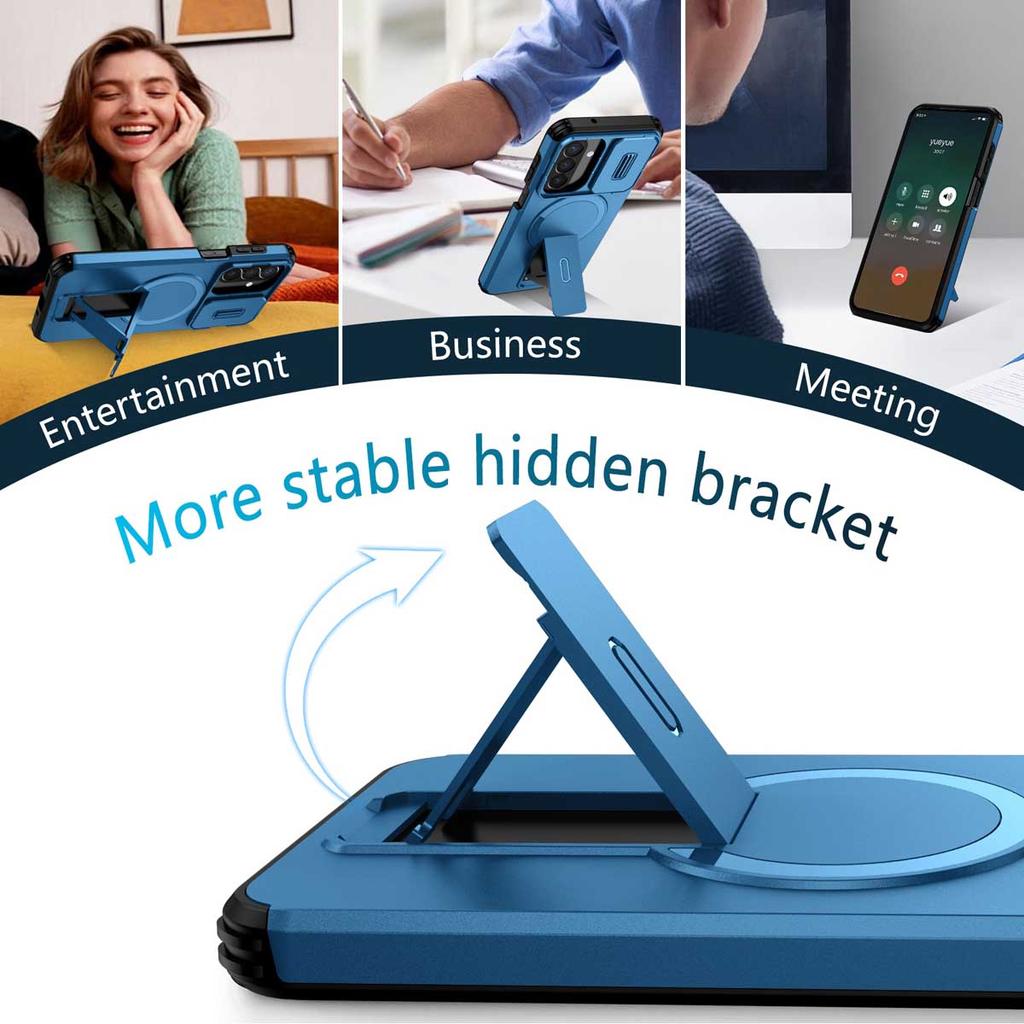 For Samsung Galaxy A57 A37 A17 A56 A36 A26 A16 A55 A35 A25 A15 Magnetic Ring Bracket Sliding Camera Lens Protection Phone Case
