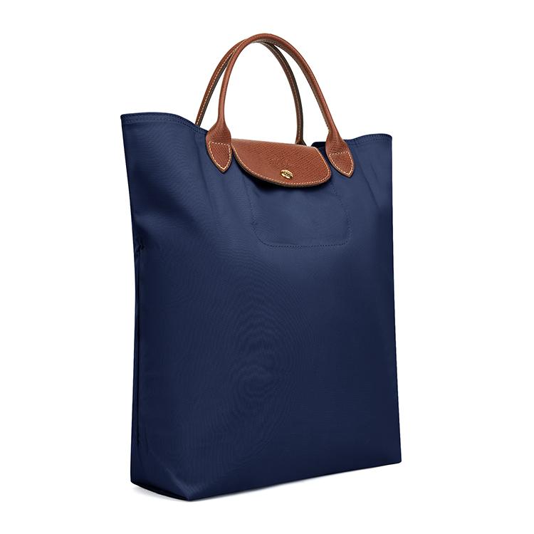 Longchamp Средняя сумка Le Pliage с застежкой-кнопкой с золотистой отделкой, нейлон, темно-синий, женские сумки 10168089P68